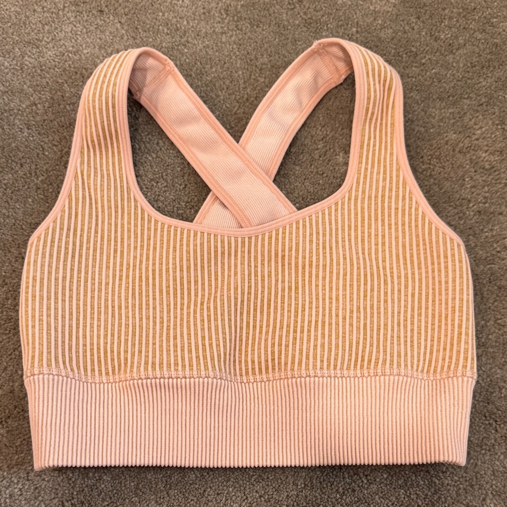 JoyLab Pink and Tan Cross-Back Sports Bra